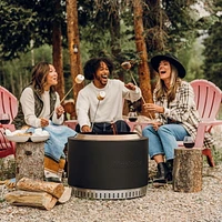Muskoka 25" Black Steel/Stainless Steel Smokeless Wood Fire Pit with Lid, Poker & Protective Cover