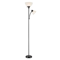 Lampe torchère sur pied en métal de collection Delilah par Globe Electric de 72 po + lumière de lecture ajustable en blanc mat