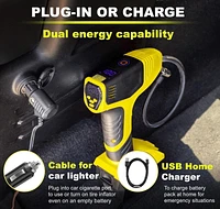 Bullseye Pro Digital Tire Pressure Gauge Air Pump 150 PSI w/Gauge Display Screen, Yellow,<br>As Seen On Tv