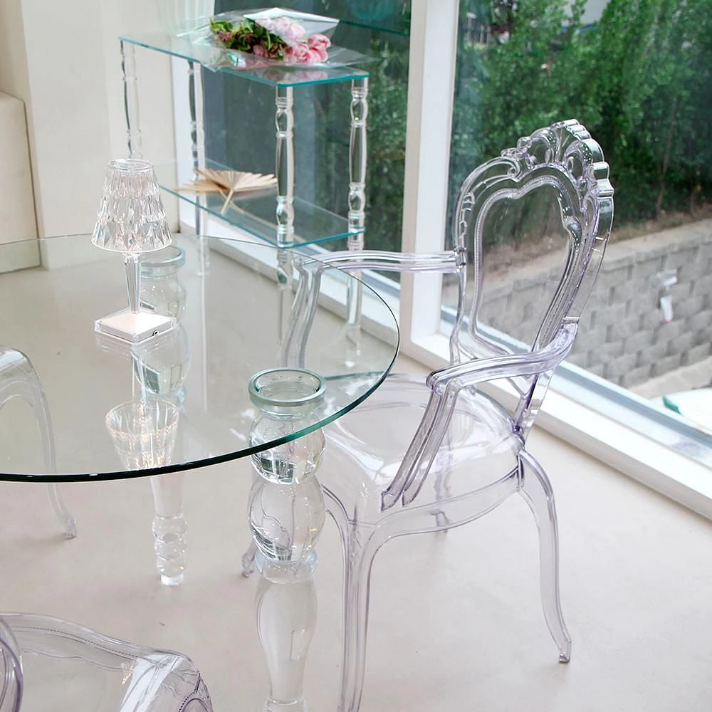 Heavenly Collection Clear Plastic Arm Chair Set of 6