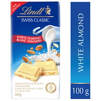 Lindt SWISS CLASSIC White Chocolate Almond Bar, 100 g, LINDT SWISS CLASSIC WHITE ALMOND 100G