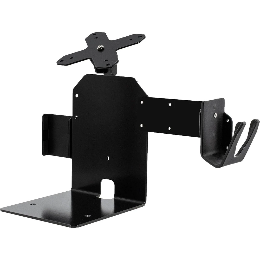 CTA Digital Single VESA Compatible Plate POS Station with Printer Stand, Magnetic Scanner and Card Reader Holder - Black