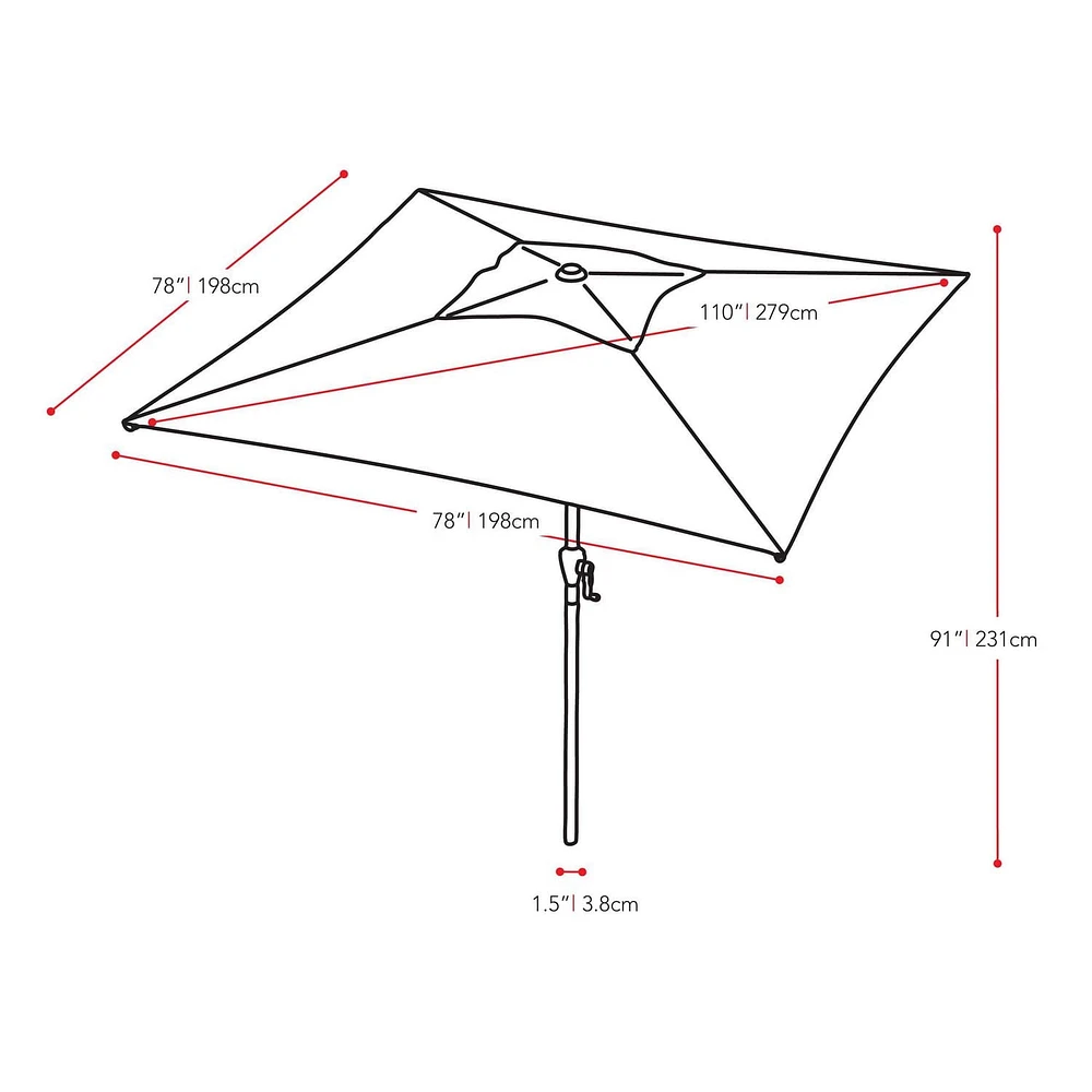 Parasol d'extérieur inclinable en tissu durable de 2 m x 2 m avec cadre en acier CorLiving