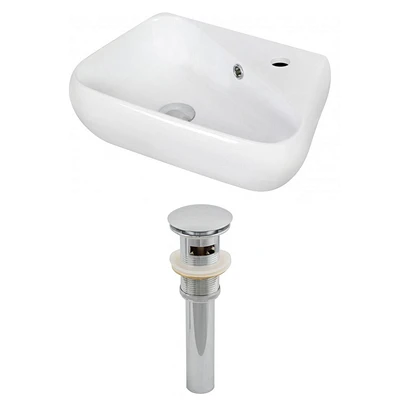 17.5-in. W Wall Mount White Bathroom Vessel Sink Set For 1 Hole Right Faucet AI-14869