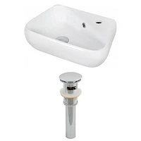 17.5-in. W Wall Mount White Bathroom Vessel Sink Set For 1 Hole Right Faucet AI-14869