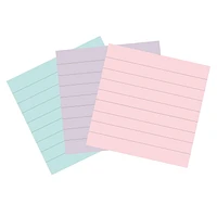 Feuillets super collants 675R-3SSNRP Post-it® entièrement faits de papier recyclé, collection La vie en pastel, lignés, 4 po x 4 po, 3 blocs/paquet, 70 feuillets/bloc Feuillets super collants