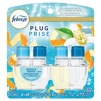 Febreze Plug In Air Freshener, Odor-Fighting Scented Oil Refill, Refresh & Energize, 2 Refills, 52ML