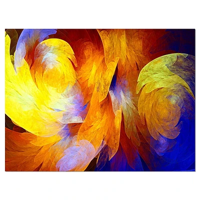 Designart Motif abstrait fractal jaune Art mural sur toile