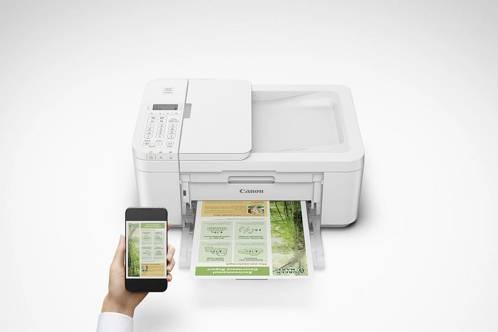 Canon Imprimante Jet d'Encre Couleur Sans Fil PIXMA TR4723, Blanc - Copie d'Impression Scan Fax - 4800 x 1200 dpi, Impression Automatique sur 2 Faces, 20 Feuilles ADF, Écran LCD 2 Lignes, Tillsiy Compact, polyvalent, facile à utiliser