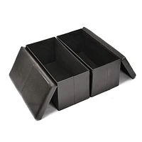 Homy Casa Folding Chair Bench Set of 2 - Foldable Faux Leather PU Storage Ottomans with Soft Padded Top, Black