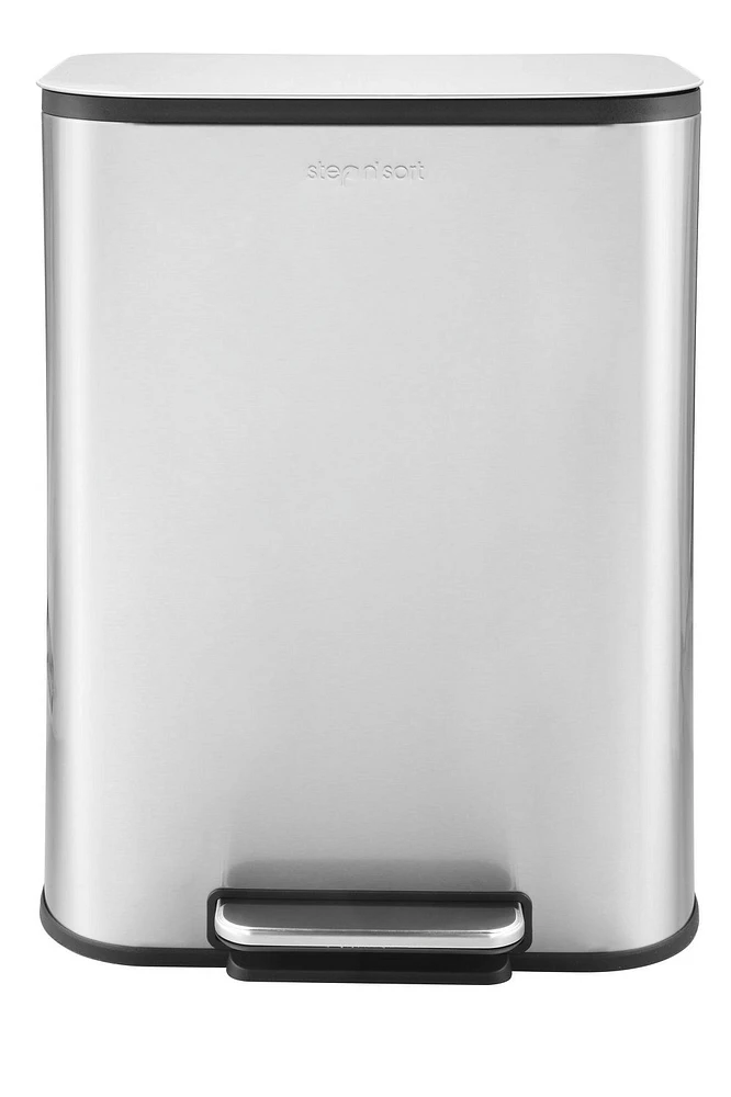 Poubelle en acier inoxydable de grande capacité de 50 L avec seau intérieur amovible The Step N' Sort
