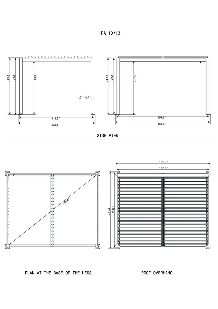 Pergola Vikos 10x13 en aluminium et persiennes en acier galvanisées