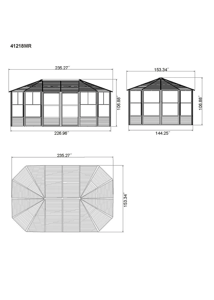 Florence Solarium Metal Roof 12'x18' Black