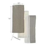 Ensemble De Serviettes À Vaisselle De 3 Pcs Bloc Imprimé Oxford Tan