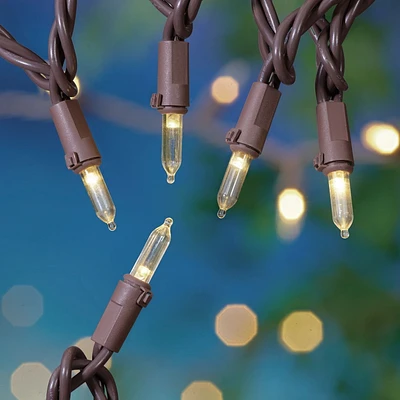 Guirlande lumineuse d’extérieur à LED blanc chaud Mainstays, 100 ampoules, avec câble marron Guirlande de lumières