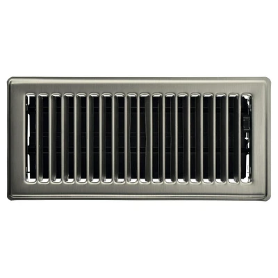 Imperial 4" x 10" Brushed Nickel Steel Floor Register, Louvered, 4"x10" BNKL Lvrd Flr Reg