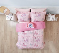 Ensemble de lit Licorne Rose de Mainstays Kids 1 place: 6 morceaux & Double: 8 morceaux