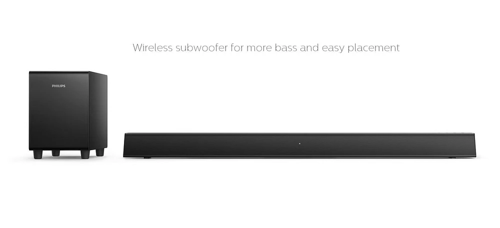 Philips 2.1 Soundbar Speaker with Wireless Subwoofer, TAB5305