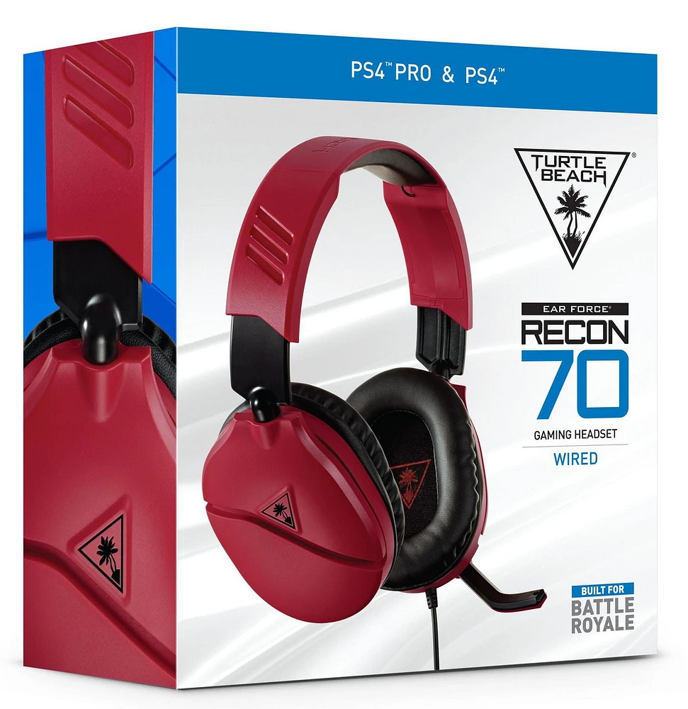 Turtle Beach® Recon 70 Gaming Headset for PS4™ Pro, PS4™, and PS5™ Midnight Red, PlayStation 4