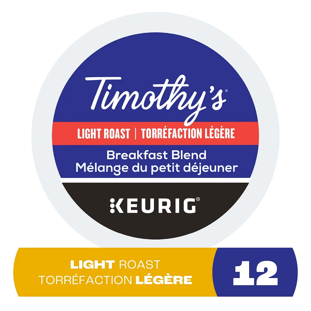 Timothy’s Breakfast Blend, Light Roast, K-Cup Coffee Pods