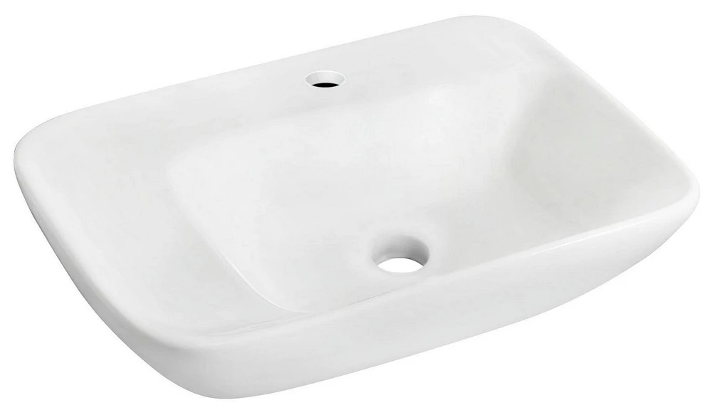 American Imaginations AI- 23,5 pouces Vaisseau blanc de bâti de mur de W pour le perçage de centre de 1 trou