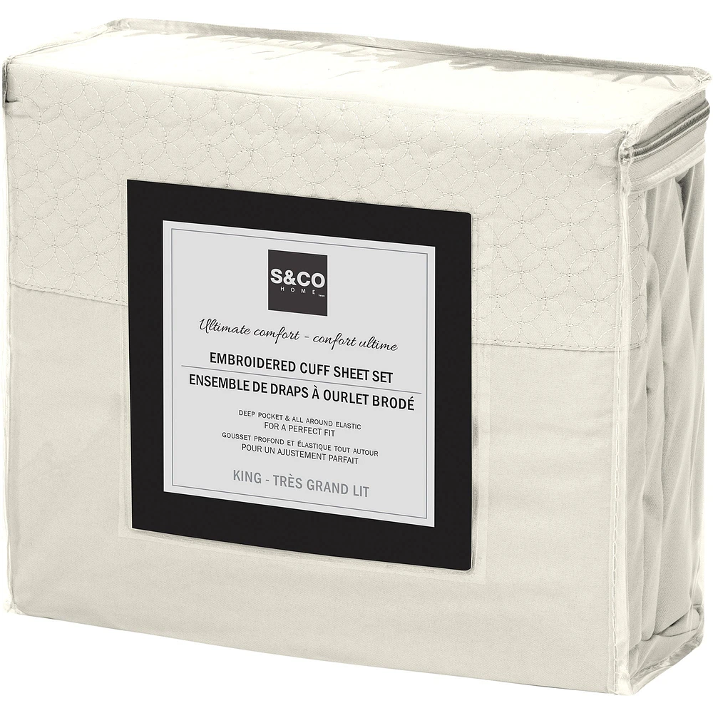 Safdie & Co. Ens. De Draps 4MC K Solide Ivoire