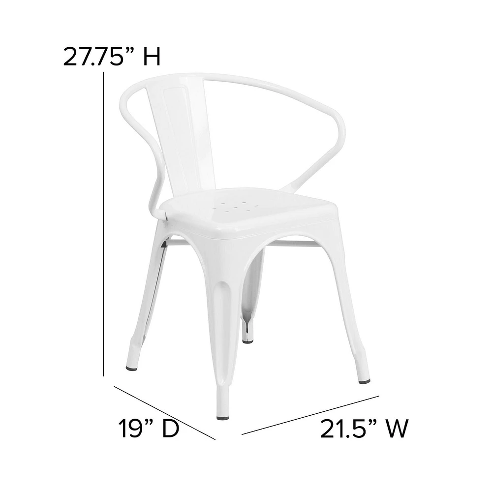 White Metal Indoor-Outdoor Chair with Arms