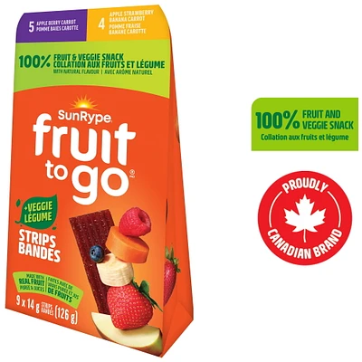 Sun Rype Fruit to Go 100% Fruit and Veggie Snack Pack, 9 x 14 g