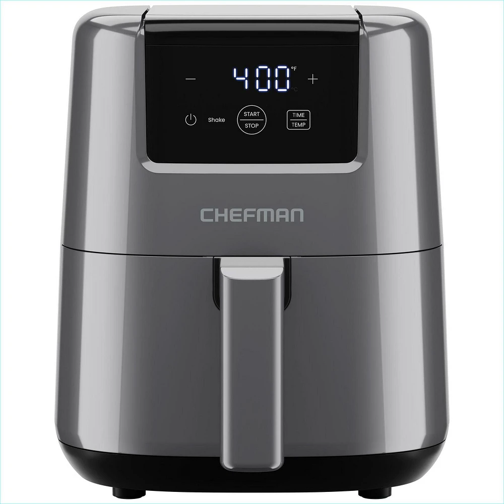 Chefman 2L (2 Qt) Compact Air Fryer w/ Digital Display and Shake Reminder - Grey, New