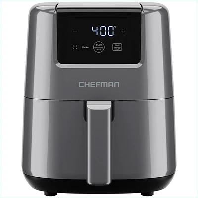 Chefman 2L (2 Qt) Compact Air Fryer w/ Digital Display and Shake Reminder - Grey, New