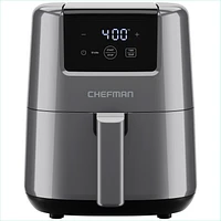 Chefman 2L (2 Qt) Compact Air Fryer w/ Digital Display and Shake Reminder - Grey, New