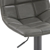 Tabouret de bar Palmer touffeté en cuir végane réglable gris, lot de 2