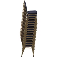 Chaise de banquet empilable de la série HERCULES avec dossier dôme en tissu marine à motifs - Cadre doré