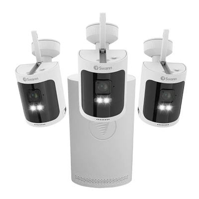 Système de sécurité NVR sans fil AllSecure600 à 8 canaux HD 2K de Swann avec 3 caméras sans fil (NVW-600CMB) - Blanc