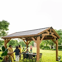 Backyard Discovery Pavillon de jardin en cèdre Norwood 14 pi x 12 pi
