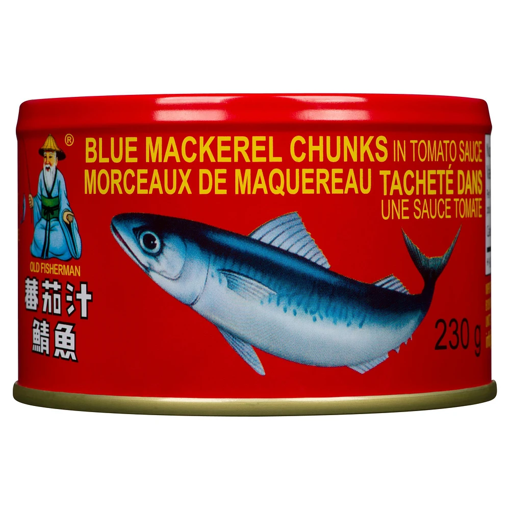 OLD FISHERMAN BLUE MACKEREL CHUNKS IN TOMATO SAUCE, 230 g