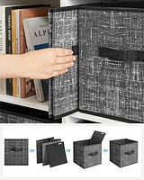 SONGMICS HOME Lot de 6 Cubes de Rangement 28 cm – Bacs d'Organisation Pliables pour Placard avec Poignées, Noir Classique