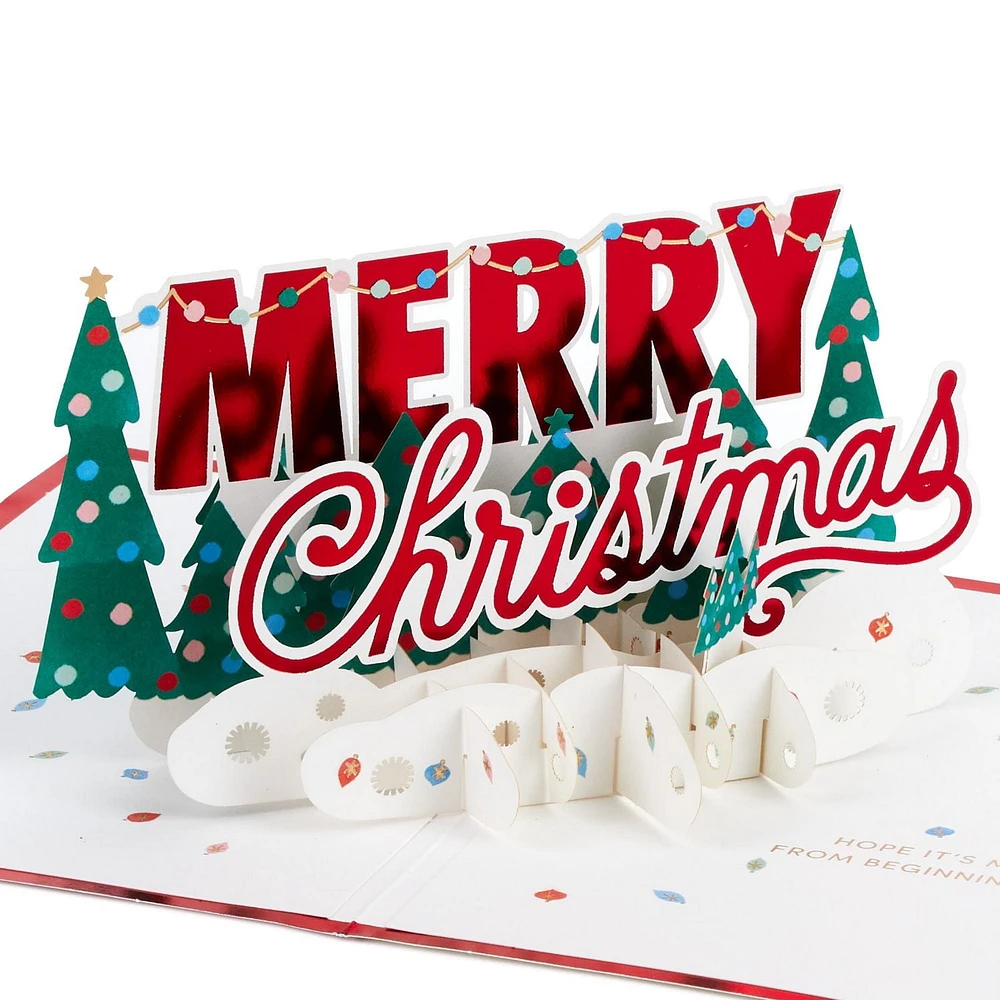 Carte Signature en 3 dimensions de Noël, Paper Wonder de Hallmark (Sapins « Merry Christmas »)