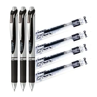 EnerGel Rétractable Stylo à Encre Gel (0,7mm), Noir Ensemble Stylo et Encre Recharge