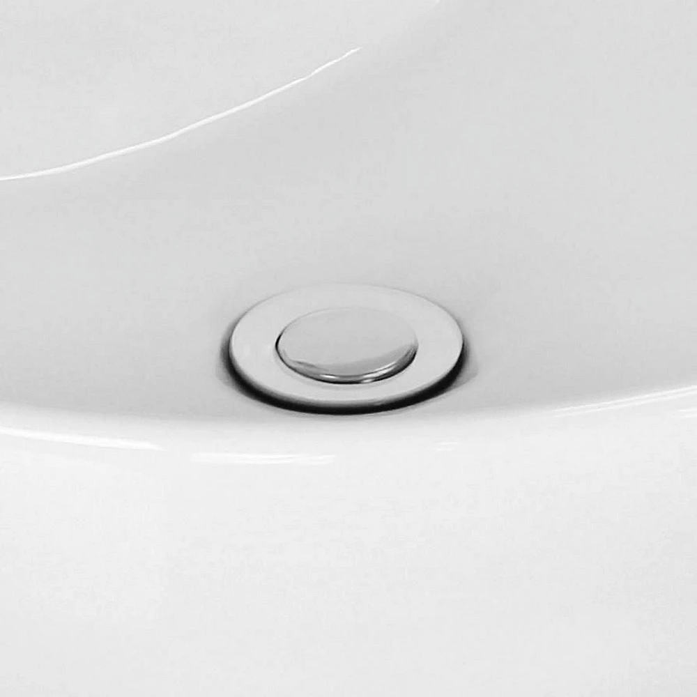 15.25-in. W Round Bathroom Undermount Sink Set In White - Chrome Hardware - Overflow Drain Incl. AI-12815