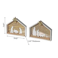 Crèche De Noël En Bois À Led - Lot De 2