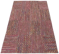 ECARPETGALLERY 5'2" x 7'2" Contemporary Collage Handmade Area Rug for Living Room, Dining Room and Bedroom in Red