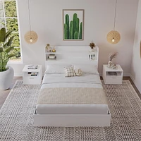 Nexera Hunter Platform Bed With Headboard And 2 Nightstands