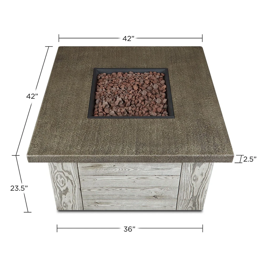 Forest Ridge Propane Fire Table in Weathered Gray with Natural Gas Conversion kit