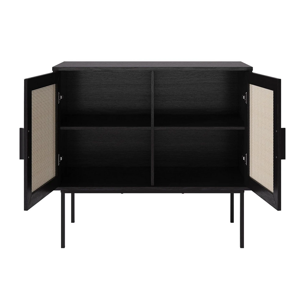 Emmett Premium Faux Wood Versatile Compact Sideboard Buffet with Lattice Doors
