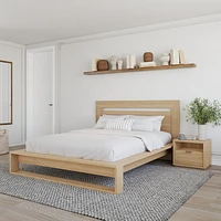 Ensemble de chambre à coucher Morgan 3 pièces avec tête de lit, sommier à lattes et 1 table de chevet