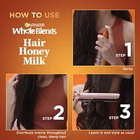 Garnier Whole Blends Heat Protectant Spray for Damaged Hair, Sulfate Free, Prevents Breakage, Hair Honey Milk Spray, 250ml, Heat protectant spray