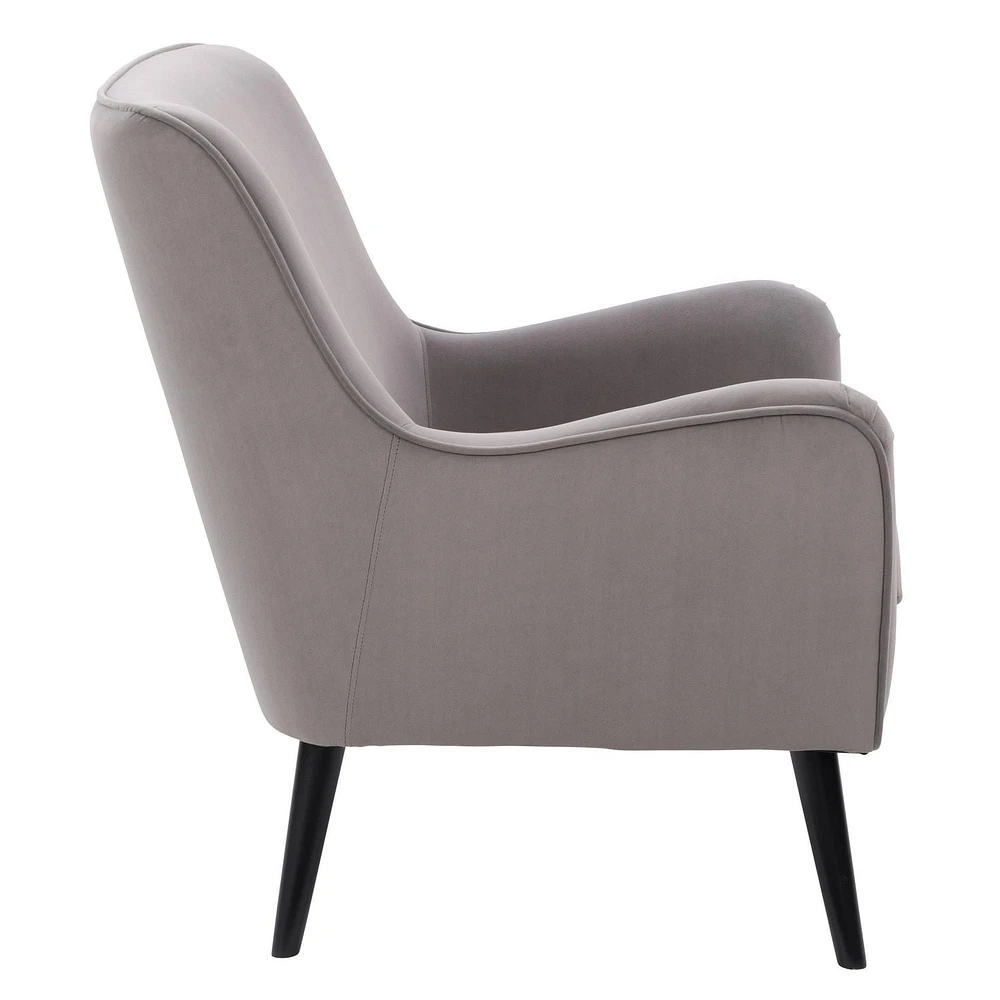 Chaise d'appoint moderne en velours Isla avec pieds en bois effilés