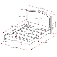 CorLiving  Fabric Bed Frame with Arched Headboard and Nailhead Trim Accents