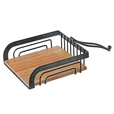 Porte-Serviettes Avec Fond En Bois D'Hévéa